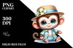 Energetic Baby Monkey in Summer PNG Product Image 2