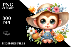 Energetic Baby Monkey in Summer PNG Product Image 2