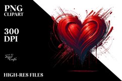 Red Paintbrush Style Heart, Digital Painting PNG Product Image 2