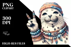 Detailed Seal Victory Summer Sticker Flower Clipart Product Image 3