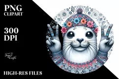 Detailed Seal Victory Summer Sticker Flower Clipart Product Image 3