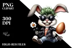 Bunny with Leather Shat and Sunglasses PNG Product Image 2