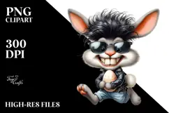 Bunny with Leather Shat and Sunglasses PNG Product Image 2