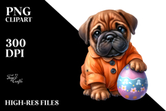 Cute Watercollie Bullmastiff with Easter Egg PNG Product Image 2