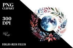 Vibrant Boho Moon Foliage Clipart Product Image 2