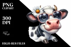Cow with Goofy Smile and Daisy | Clipart Product Image 3