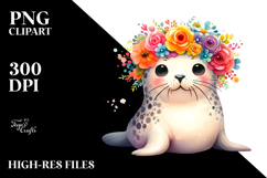 Colorful Seal Flower Crown Clipart Product Image 2
