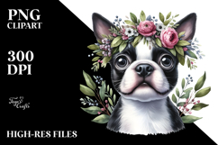 Colorful Boston Terrier Wreath | Sublimation | Clipart Product Image 2