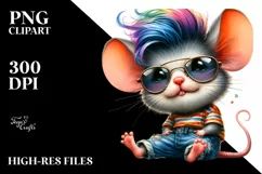 Watercolor Baby Mouse Playing PNG Product Image 1