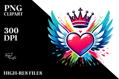 Simple Paintbrush Heart with Wings PNG Product Image 2