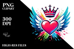 Simple Paintbrush Heart with Wings PNG Product Image 2