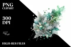 Vibrant Greenish Splash with Silver Foil PNG Product Image 2