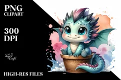 Cute Baby Dragon In Vase | Clipart Product Image 1
