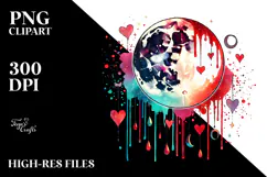 Colorful Watercolor Half Moon PNG Product Image 2