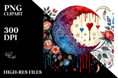 Colorful Watercolor Half Moon PNG Product Image 2