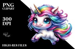 Cute Unicorn Running, Cool Haircut PNG Product Image 3