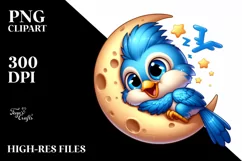 Crazy Baby Blue Jay Cartoon Clipart Product Image 3
