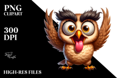 Joyful Cartoon Owl PNG Product Image 2