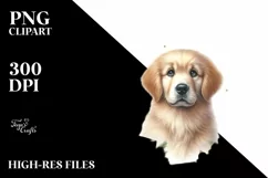 Cute Watercolor Golden Retriever with Christmas Gifts PNG Product Image 3