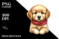 Cute Watercolor Golden Retriever with Christmas Gifts PNG Product Image 2