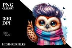 Cute Baby Owl Posing, Cool Haircut PNG Product Image 3
