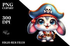 Cute Baby Rabbit with Pirate Hat PNG Product Image 2
