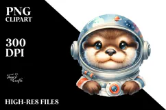 Energetic Baby Otter with Astronaut Helmet, Transparent PNG Product Image 2