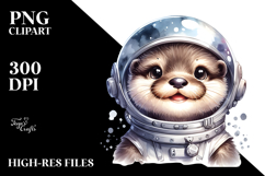 Cute Baby Otter with Astronaut Helmet, High-Res PNG Product Image 2