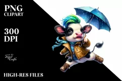 Cute Baby Cow Watercolor PNG Product Image 3
