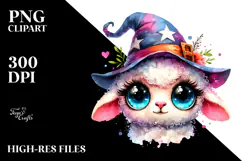 Funny Baby Lamb with Wizard Hat PNG Product Image 2