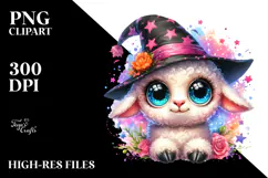 Funny Baby Lamb with Wizard Hat PNG Product Image 2