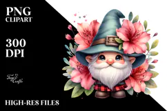 Cute Gnome with Flowers PNG Product Image 2