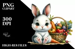 Colorful Baby Bunny | Watercolor | Basket Product Image 1