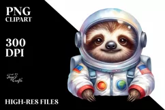 Colorful Baby Sloth Astronaut Clipart Product Image 1