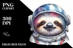 Colorful Baby Sloth Astronaut Clipart Product Image 1