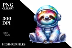Colorful Baby Sloth Astronaut Clipart Product Image 1