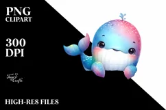 Smiling Watercolor Baby Whale | Sublimation | Clipart Product Image 3