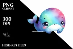 Smiling Watercolor Baby Whale | Sublimation | Clipart Product Image 1