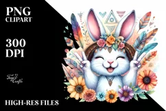 Vibrant Bunny Victory Summer Sticker Flower Clipart Product Image 1