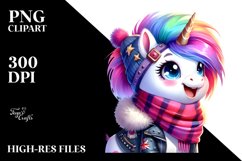 Vibrant Watercolor Unicorn with Punk Haircut, PNG Product Image 2