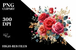 Colorful Red Roses Clipart, Transparent PNG Product Image 1