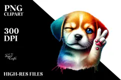 Colorful Winking Puppy PNG Product Image 2
