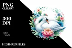 Colorful Watercolor Swan Sleeping | Clipart Product Image 3