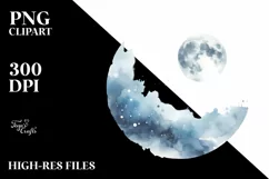 Simple Moon Watercolor Image | Tshirt|Tumbler|Mug|Clipart Product Image 3
