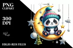 Cute Baby Panda on a Moon PNG Product Image 1