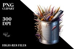 Artistic Can Filled with Large Heather | Clipart Product Image 1
