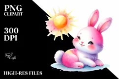 Colorful Baby Bunny Pinkish Smiling Sun | Sublimation | Product Image 3
