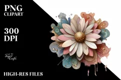 Pastel Stained Daisy Clipart, Transparent PNG Product Image 1