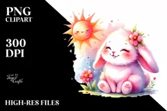 Colorful Baby Bunny Pinkish Sitting Sun | Sublimation | Product Image 1