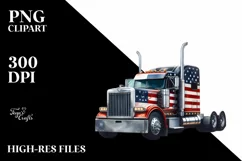 Vintage Semi Truck Fireworks Sticker Flower Clipart Product Image 3